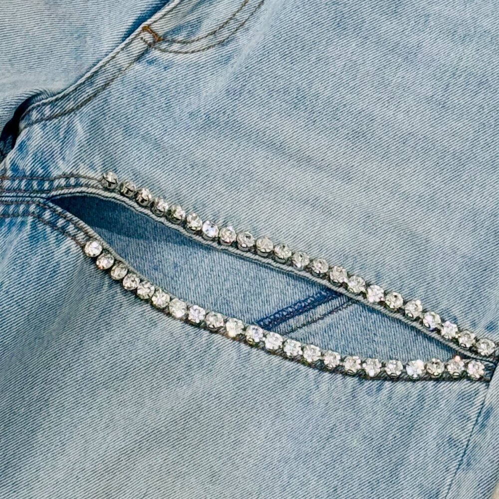 AREA wide-leg crystal jeans - Picture 2 of 14